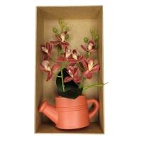 Arranjo De Flores Artificiais Com Caixa De Mdf (29cm) Laranja/terra - 3