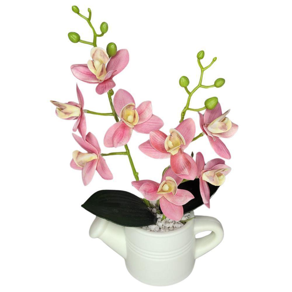 Arranjo De Flores Artificiais Com Caixa De Mdf (29cm) Branco/rosa - 1