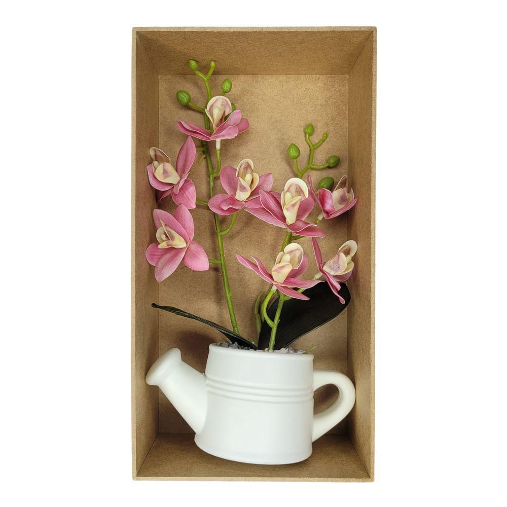 Arranjo De Flores Artificiais Com Caixa De Mdf (29cm) Branco/rosa - 2