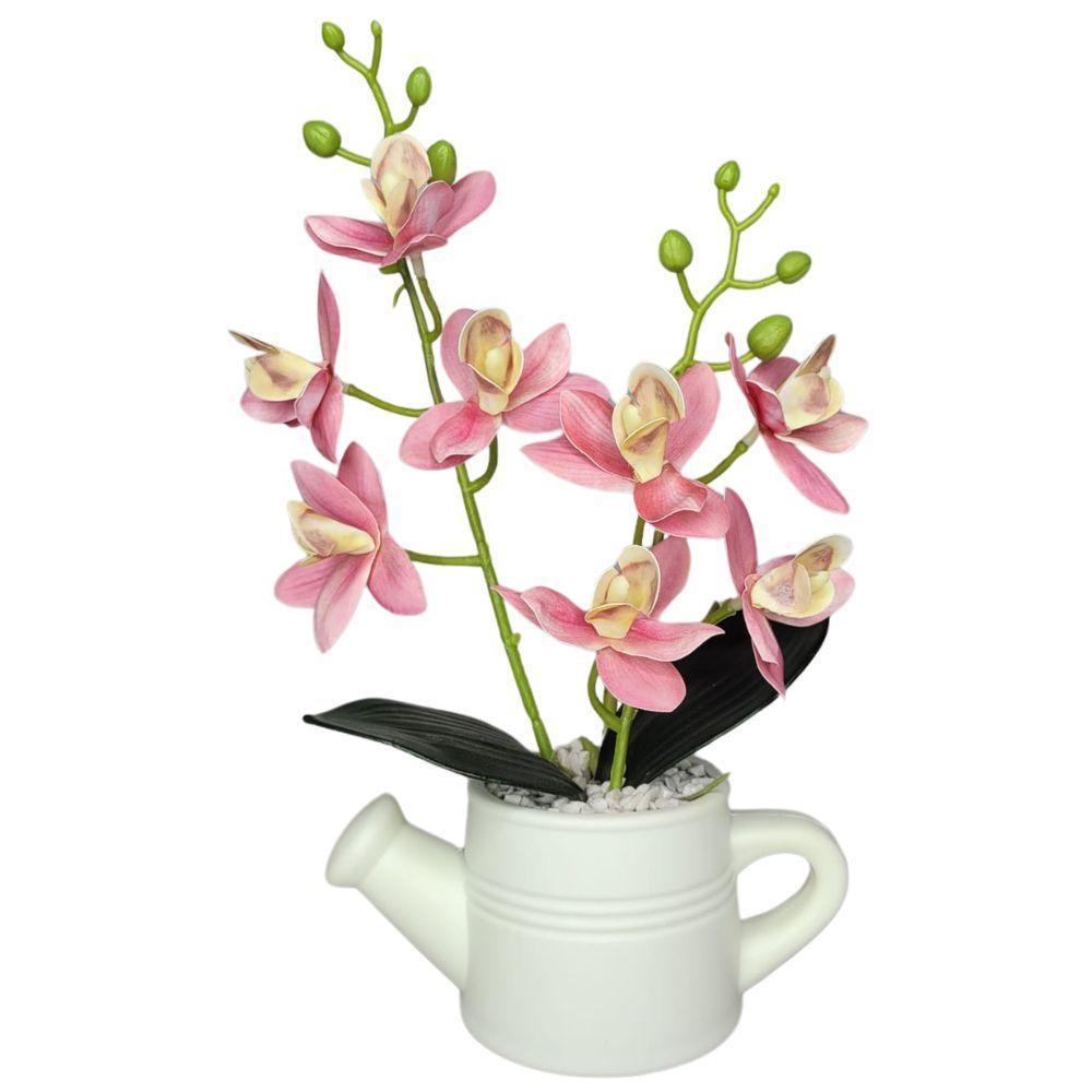 Arranjo De Flores Artificiais Com Caixa De Mdf (29cm) Branco/rosa - 5