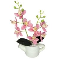 Arranjo De Flores Artificiais Com Caixa De Mdf (29cm) Branco/rosa - 1