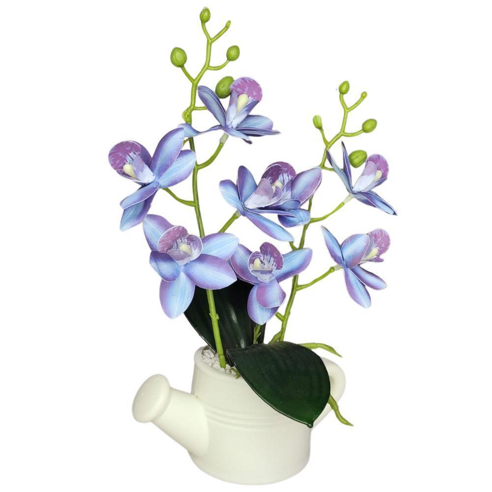 Arranjo De Flores Artificiais Com Caixa De Mdf (29cm) Branco/azul - 1