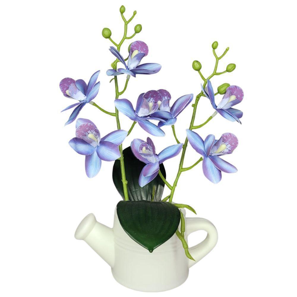 Arranjo De Flores Artificiais Com Caixa De Mdf (29cm) Branco/azul - 2