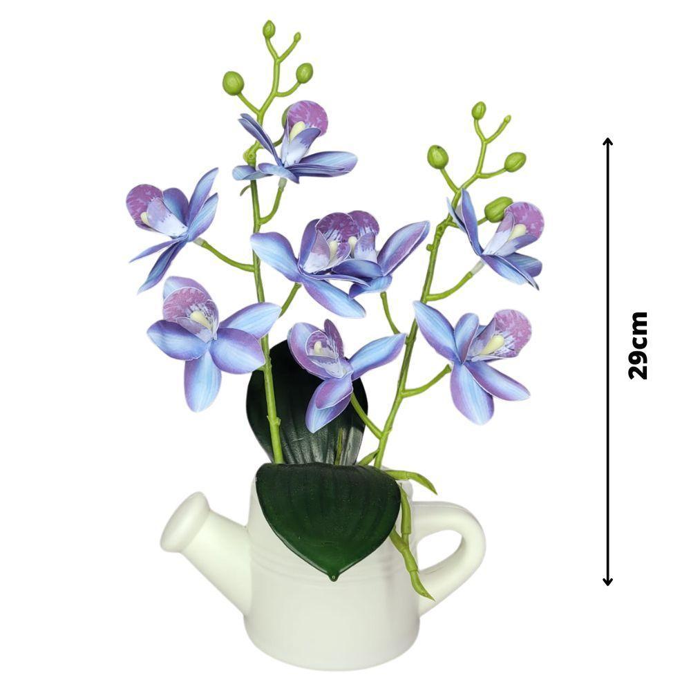 Arranjo De Flores Artificiais Com Caixa De Mdf (29cm) Branco/azul - 3