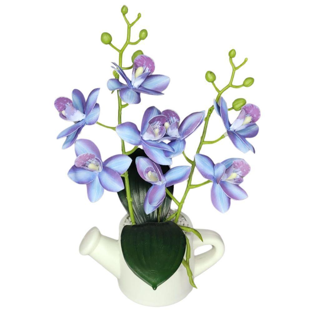 Arranjo De Flores Artificiais Com Caixa De Mdf (29cm) Branco/azul - 5