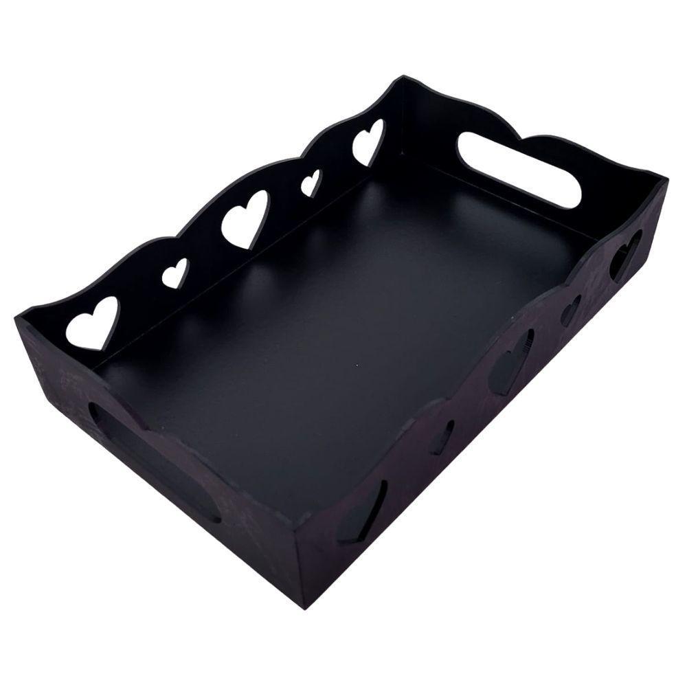 Bandeja De Coração Para Café Da Manhã 100% Mdf (24x15x05) Preto - 1