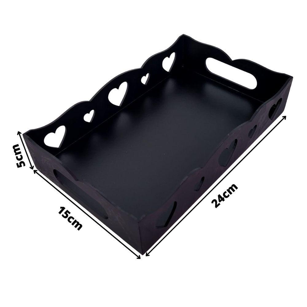 Bandeja De Coração Para Café Da Manhã 100% Mdf (24x15x05) Preto - 3