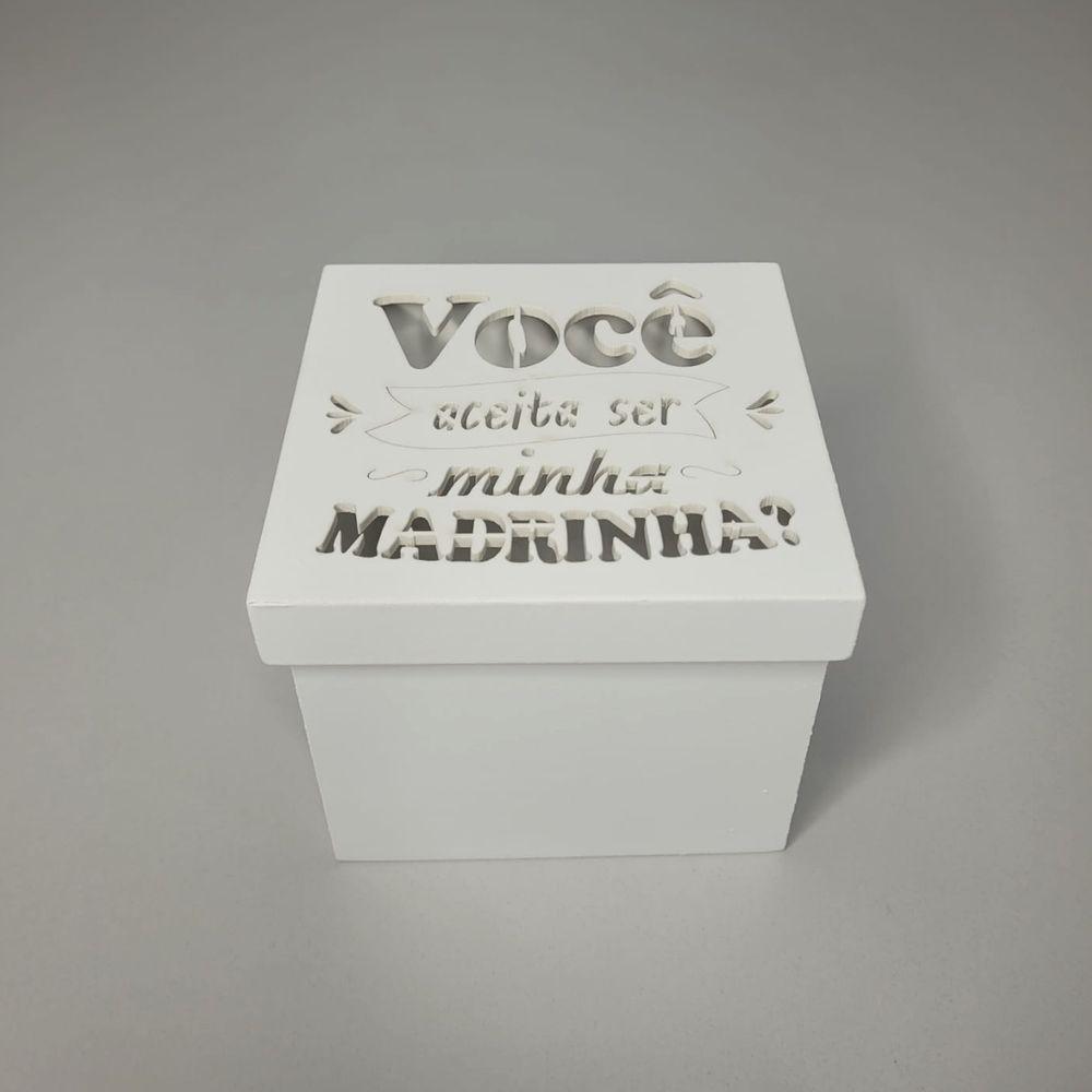 Caixa Tampa De Sapato P/ Convite De Padrinhos P/1 Caneca Em Pé (12x12x11) Madrinha - Branco - 3
