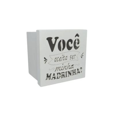 Caixa Tampa De Sapato P/ Convite De Padrinhos P/1 Caneca Em Pé (12x12x11) Madrinha - Branco