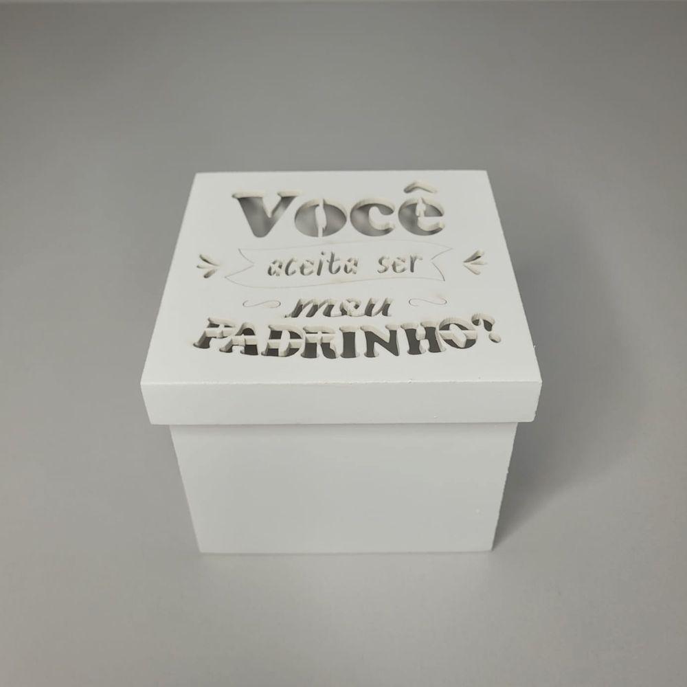 Caixa Tampa De Sapato P/ Convite De Padrinhos P/1 Caneca Em Pé (12x12x11) Padrinho - Branco - 3