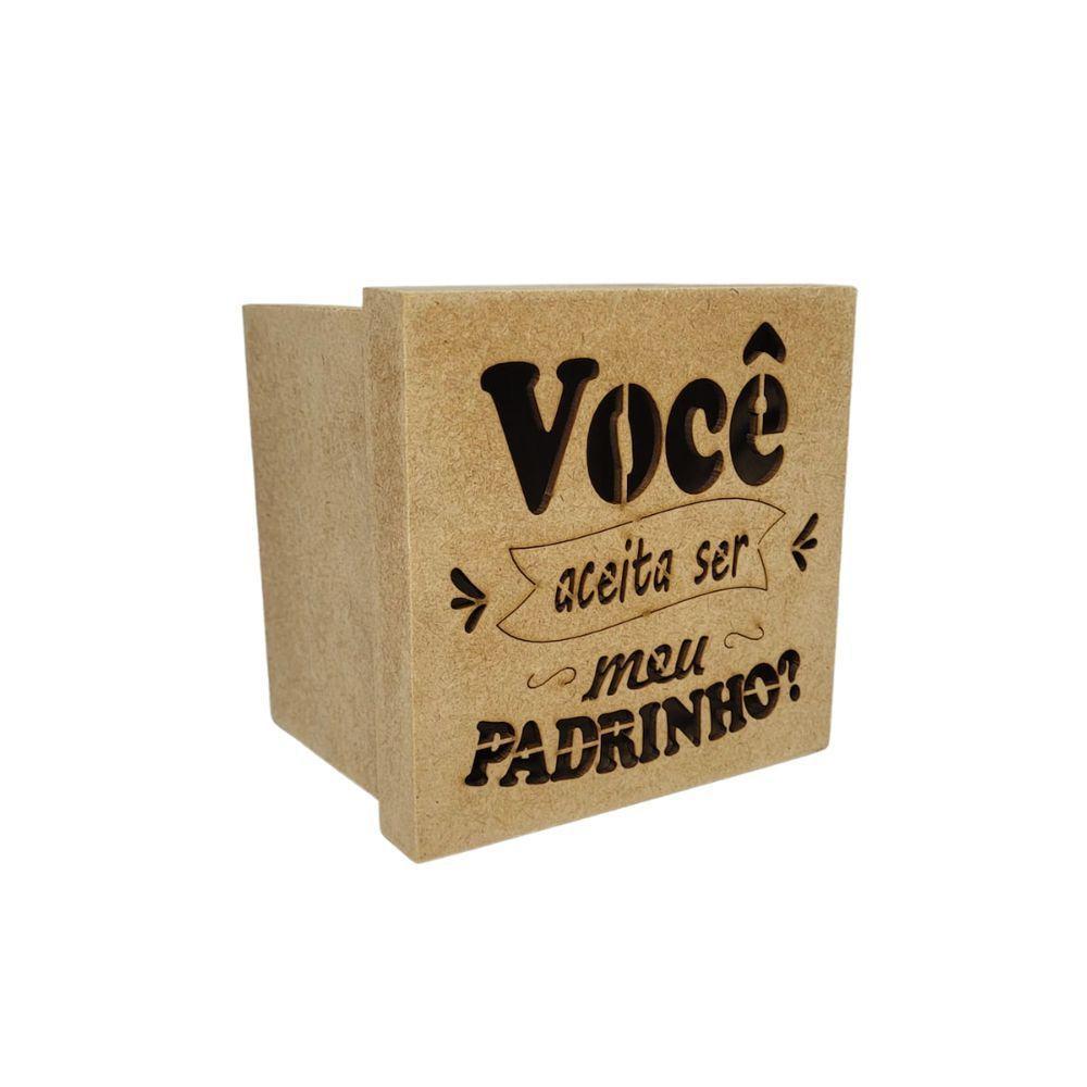 Caixa Tampa De Sapato P/ Convite De Padrinhos P/1 Caneca Em Pé (12x12x11) Padrinho - Mdf Cru - 1