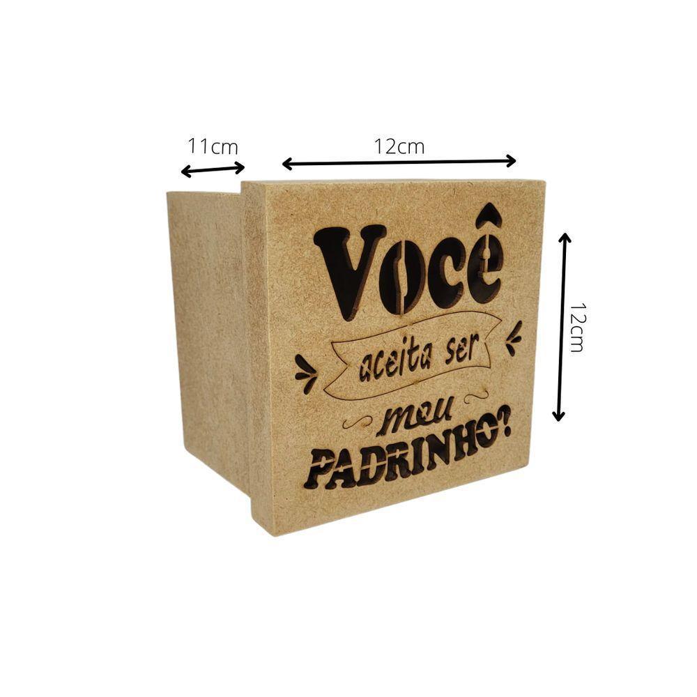 Caixa Tampa De Sapato P/ Convite De Padrinhos P/1 Caneca Em Pé (12x12x11) Padrinho - Mdf Cru - 4