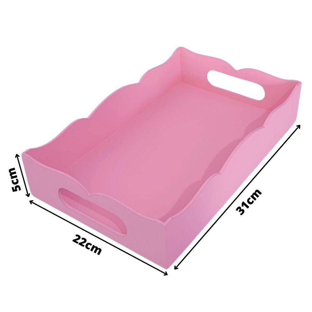 Bandeja Volteada Para Café Da Manhã 100% Mdf (31x22x05) Rosa - 4