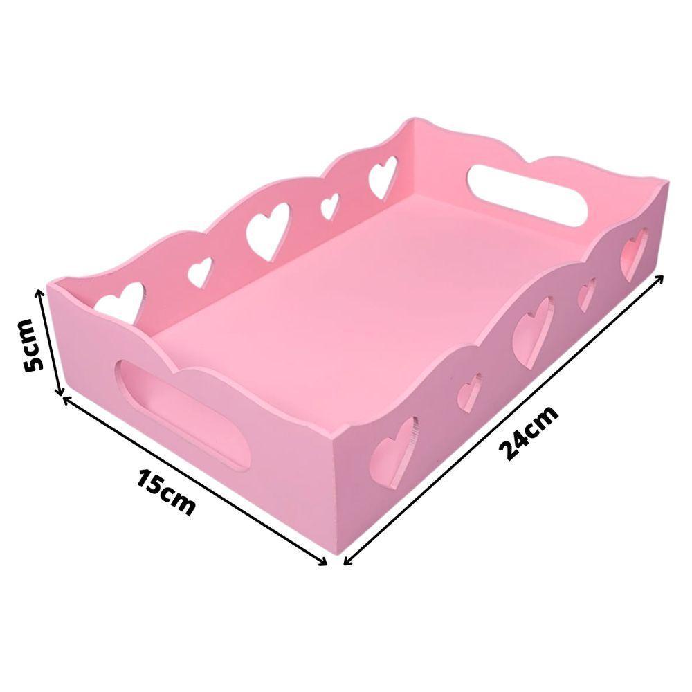 Bandeja De Coração Para Café Da Manhã 100% Mdf (24x15x05) Rosa - 3