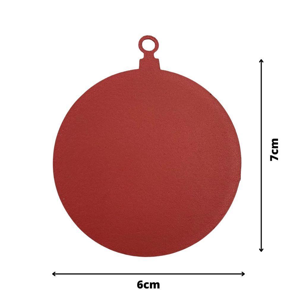 Kit 10 Un. Enfeite Bolinha De Natal Em Mdf (07x06) Vermelho - 3
