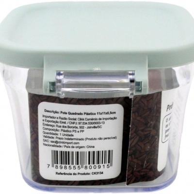 Pote Quadrado Plástico 750ml
