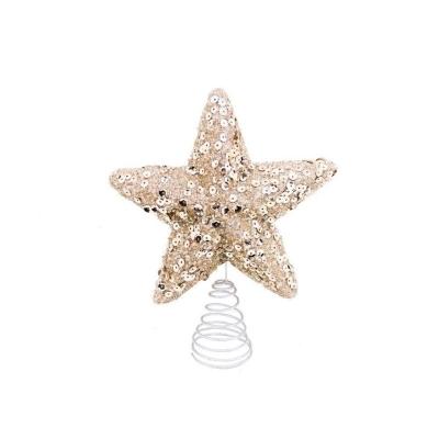 Ponteira Estrela Dourada Flocada C/ Glitter 15cm Ht9250