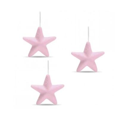 Enfeite Pendente Estrela Rosa Com 3