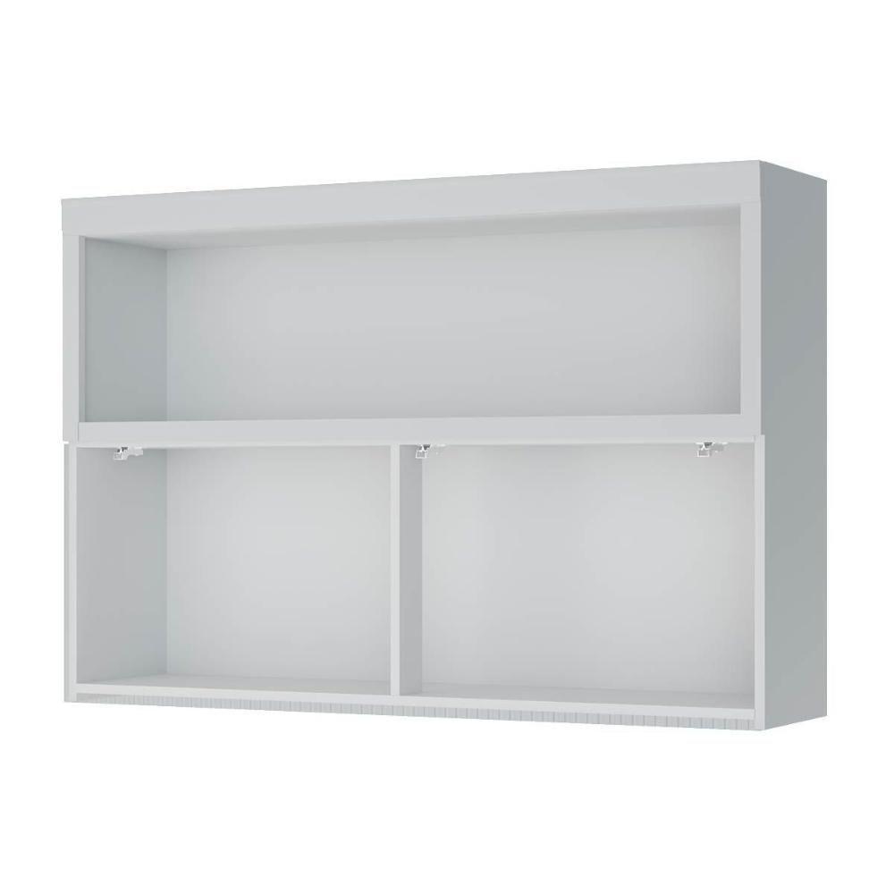 Armário Aéreo Cozinha Modulado Marquesa c/ Nicho e 1 Porta Basculante Ripada 120cm Nature/Verde - Nesher - 8