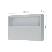 Armário Aéreo Cozinha Modulado Marquesa c/ Nicho e 1 Porta Basculante Ripada 120cm Nature/Verde - Nesher - 6