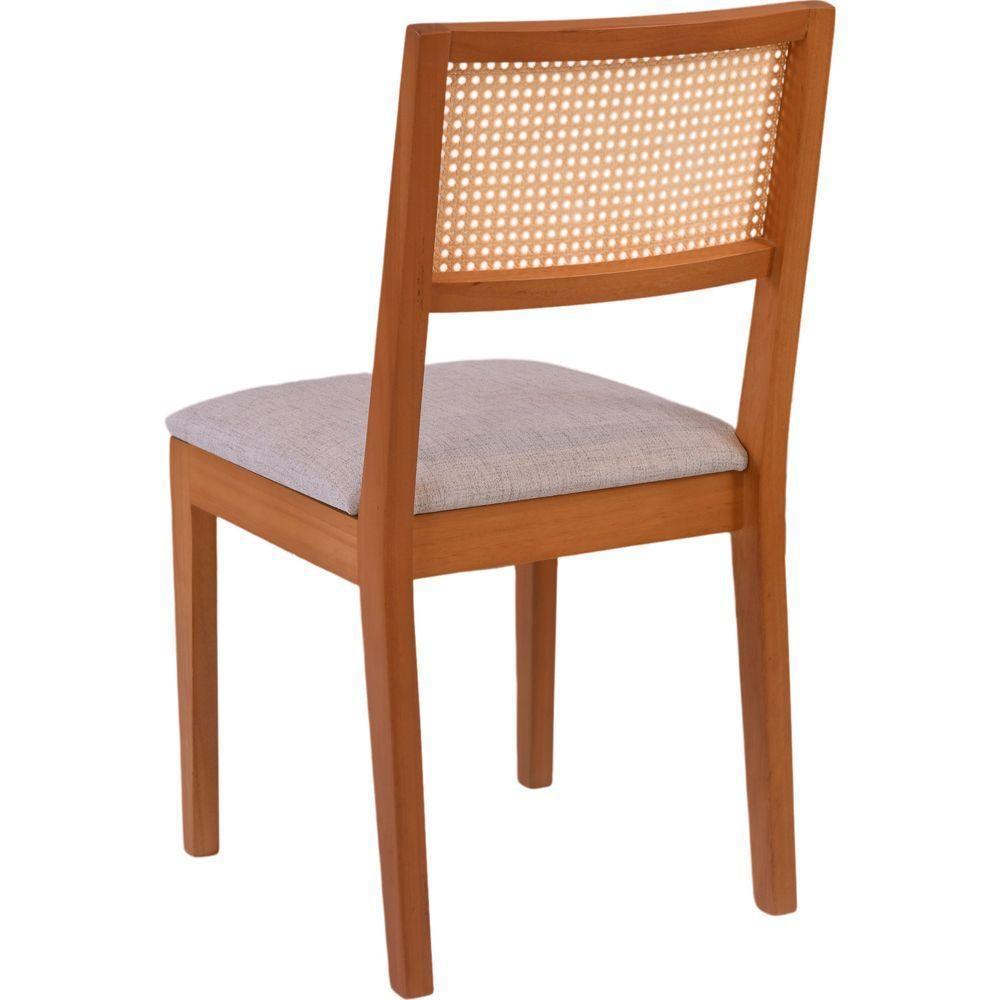 Cadeira Alice Em Madeira Maciça Palha Sextavada Natural Amêndoa - 2