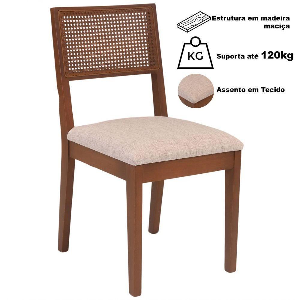 Cadeira Alice Em Madeira Maciça Palha Sextavada  Castanho - 2
