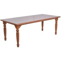 Mesa Atlanta 180x100 Em Madeira Maciça Amendoa Com Tampo De Vidro Off White Amêndoa - 1