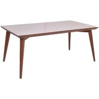 Mesa Elegance Em Madeira Maciça 180x100 Com Vidro Off-white Castanho - 3