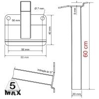08 Suportes Refletor Base Inclinada Braço 60 Cm 08 Cj - Preto
