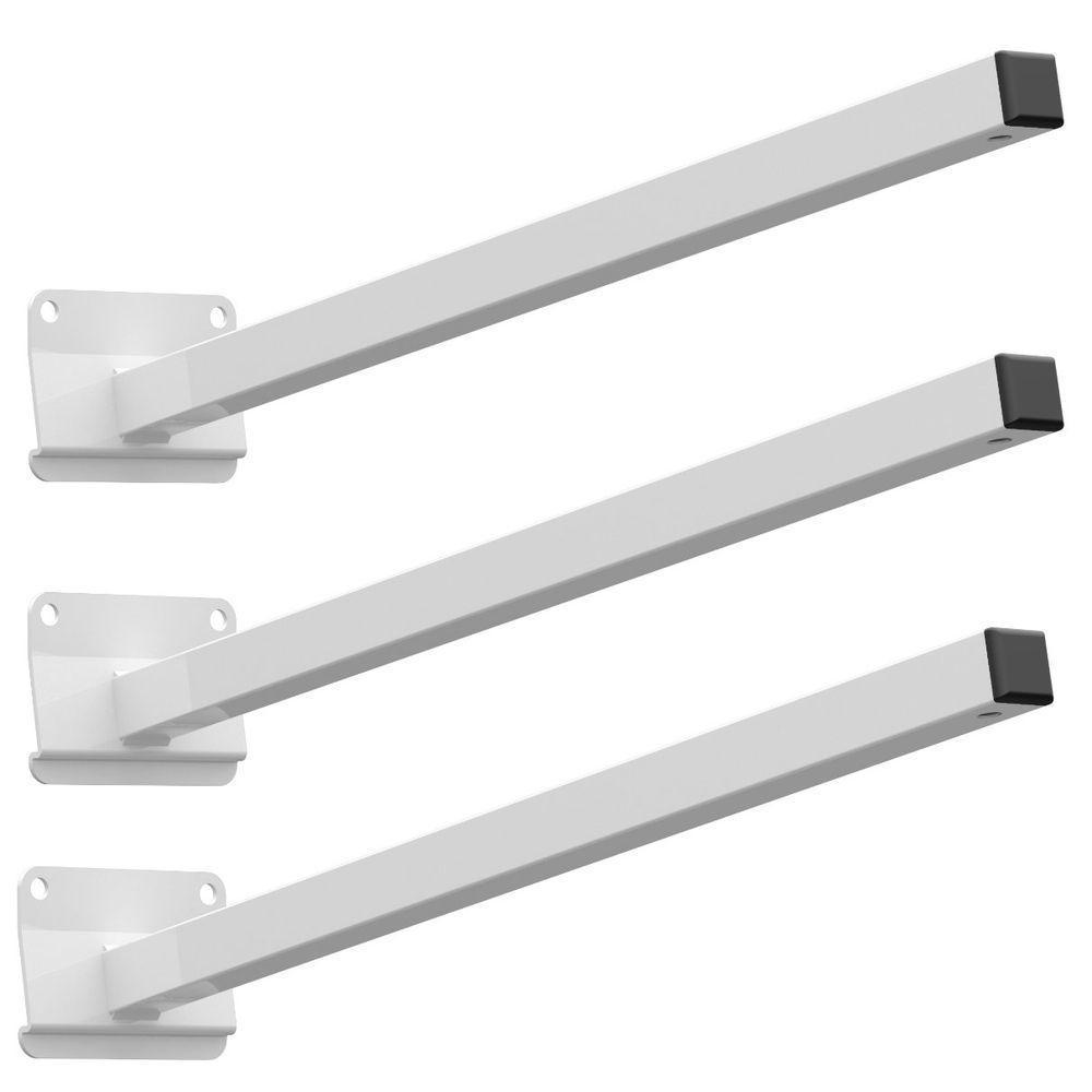 03 Suportes Refletor Base Inclinada Braço 100 Cm 03 Cj - Branco - 1