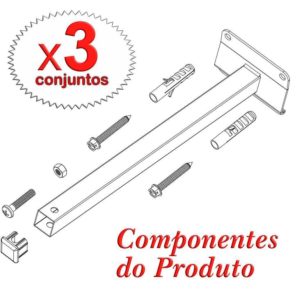 03 Suportes Refletor Base Inclinada Braço 60 Cm 03 Cj - Preto - 7
