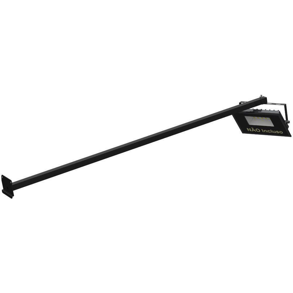 Suporte Refletor Parede Braço Inclinado 100 Cm - Preto - 6