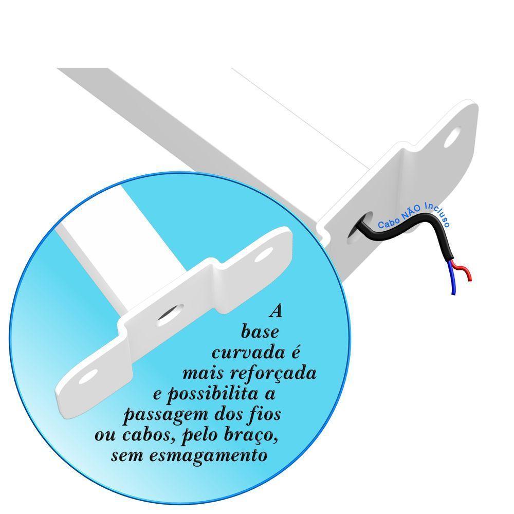 05 Suportes Refletor Base Reta Braço 40 Cm 5 Cjts - Branco - 6