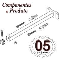 05 Suportes Refletor Base Reta Braço 40 Cm 5 Cjts - Branco - 3