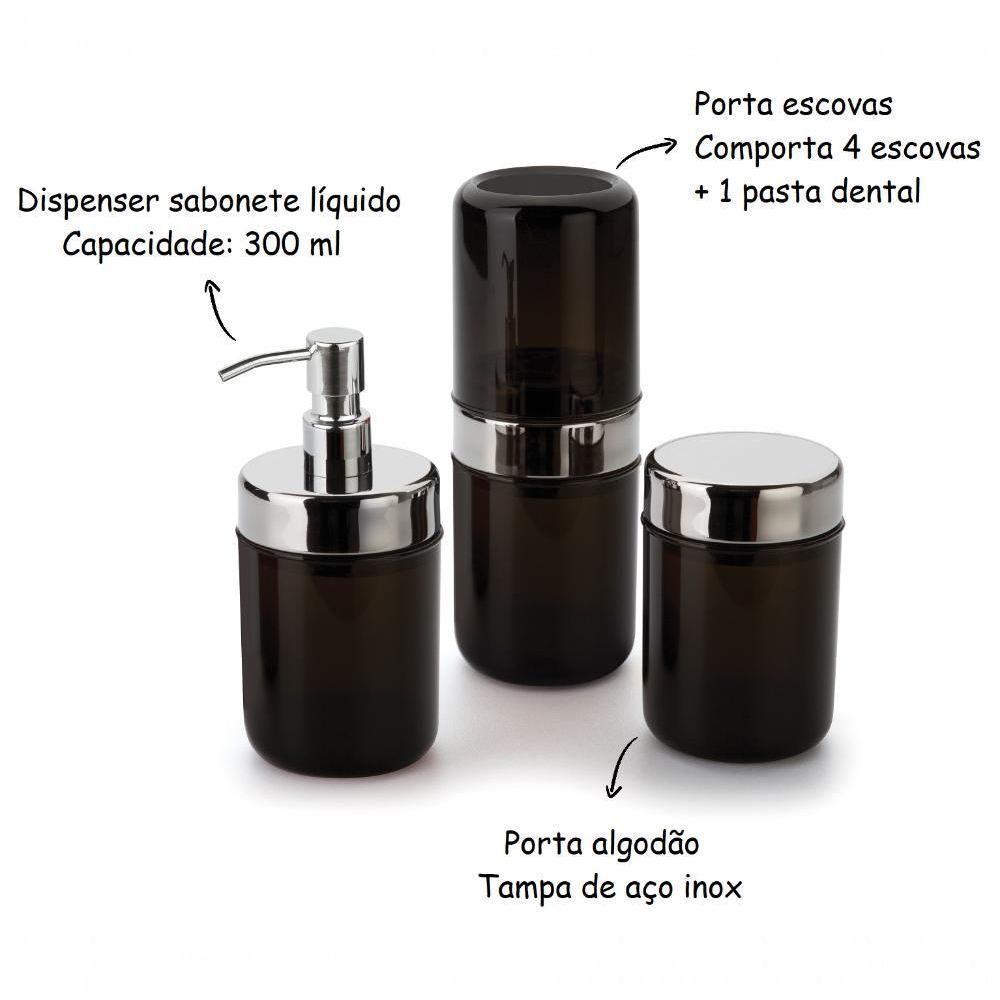 Kit Para Pia Banheiro Acessórios Lavabo Acquaset Onix 3 Peça - 3