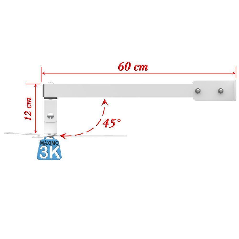 Suporte Projetor Datashow Mini Led Parede Braço 60 Cm - Branco - 3