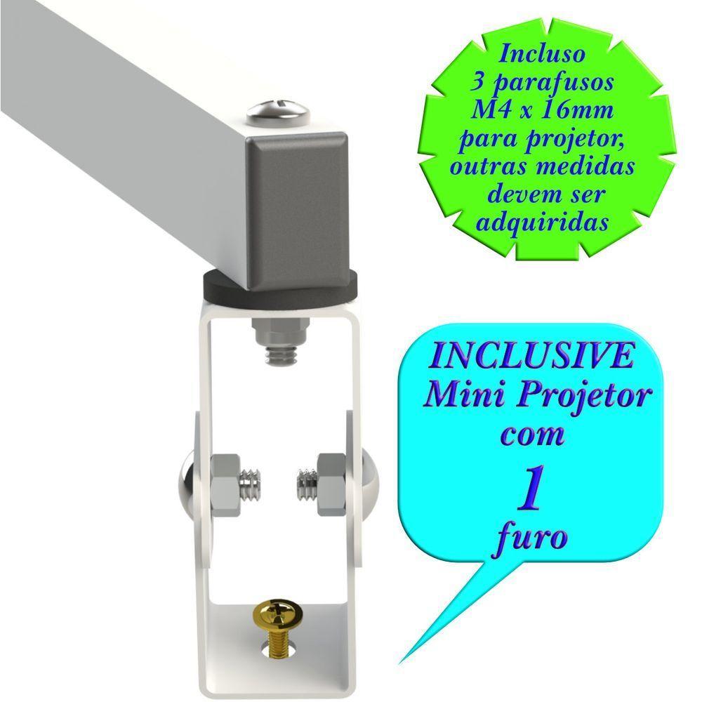 Suporte Projetor Datashow Mini Led Parede Braço 70 Cm - Branco - 3