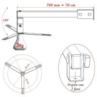Suporte Projetor Datashow Mini Led Parede Braço 70 Cm - Branco - 2