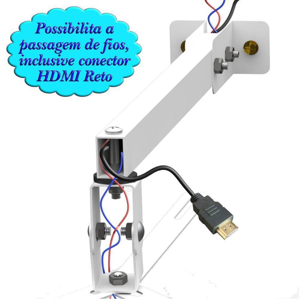 Suporte Projetor Datashow Mini Led Parede Braço 40 Cm - Branco - 4