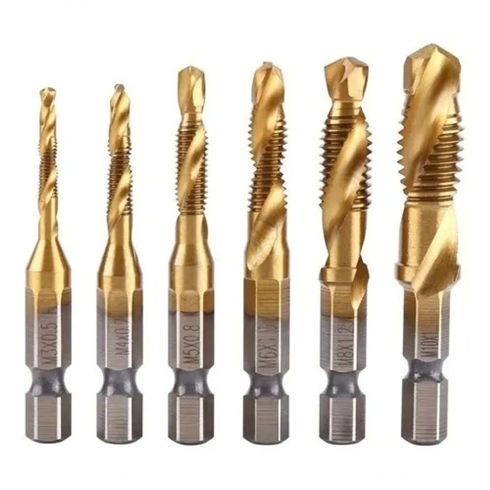 Kit Com 6 Brocas Para Abrir Rosca Macho M3 M4 M5 M6 M8 M10 - 3