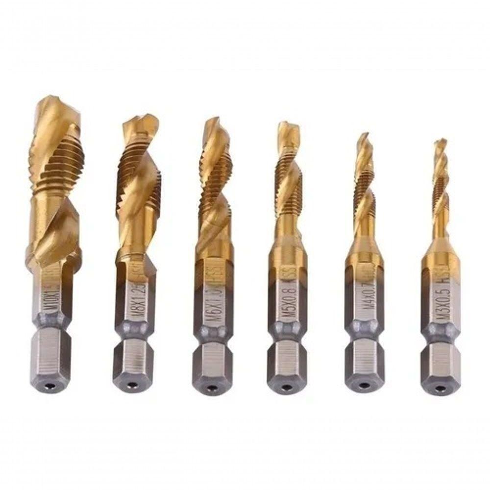 Kit Com 6 Brocas Para Abrir Rosca Macho M3 M4 M5 M6 M8 M10 - 4