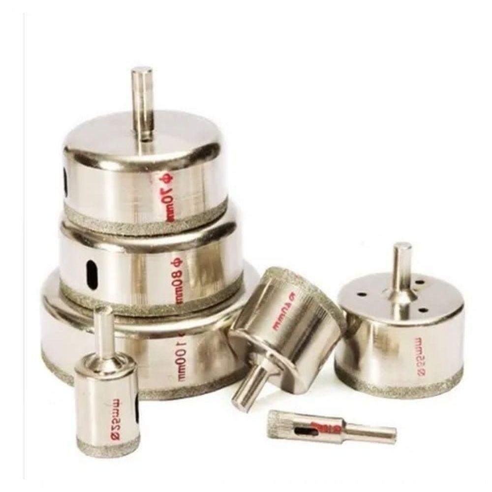 Kit 7 Brocas Diamantadas Serra Copo Vidro Mármore 10/25/40/55/70/80/100mm - 4