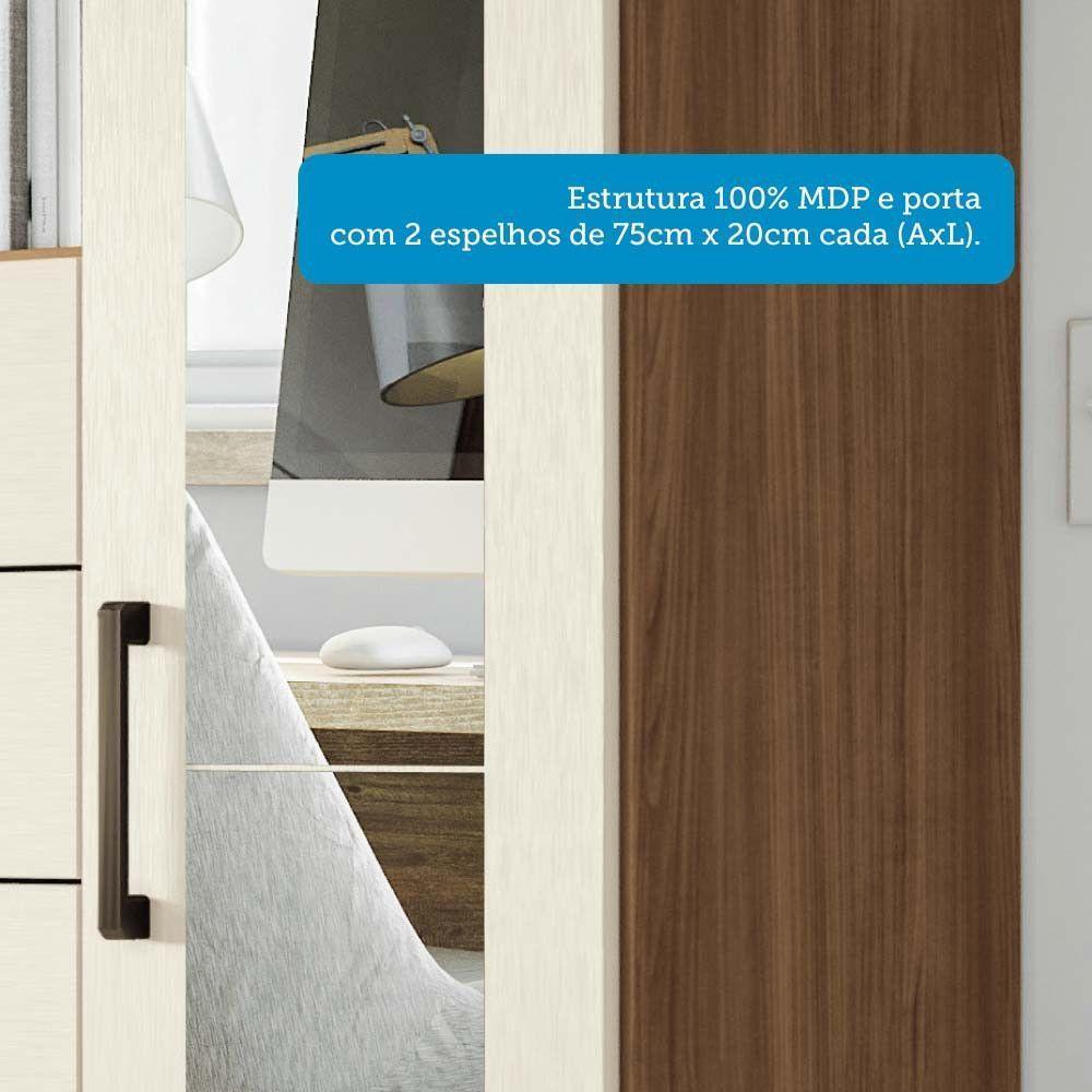 Cômoda Multiuso 1 Porta 6 Gavetas Com Espelho Marabá Santos Andirá Jatoba-areia - 3