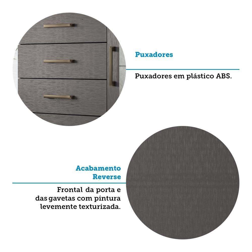 Cômoda Multiuso 1 Porta 6 Gavetas Com Espelho Marabá Santos Andirá Jatoba-grafitte - 2