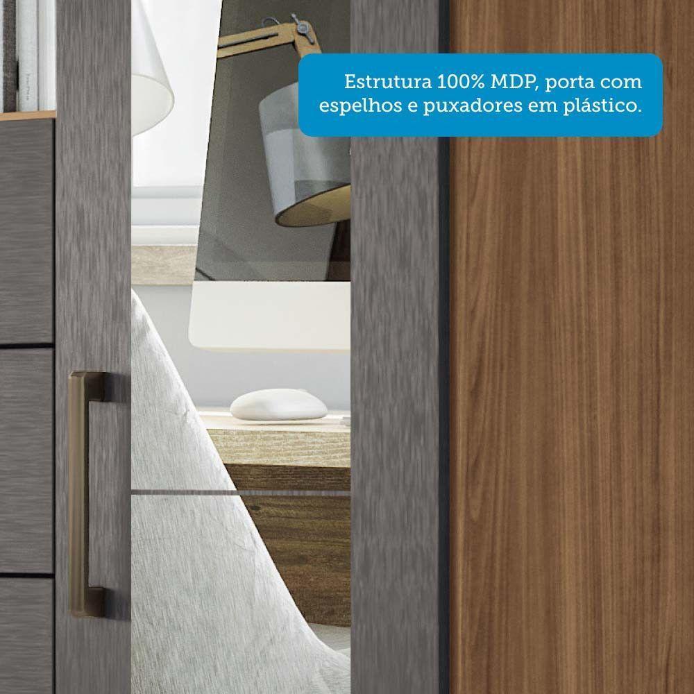 Cômoda Multiuso 1 Porta 6 Gavetas Com Espelho Marabá Santos Andirá Jatoba-grafitte - 3