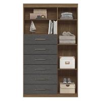 Cômoda Multiuso 1 Porta 6 Gavetas Com Espelho Marabá Santos Andirá Jatoba-grafitte - 6