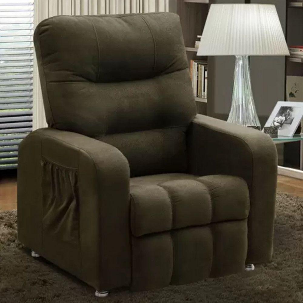 Poltrona Js Reclinável Comfort Veludo Castor - 1