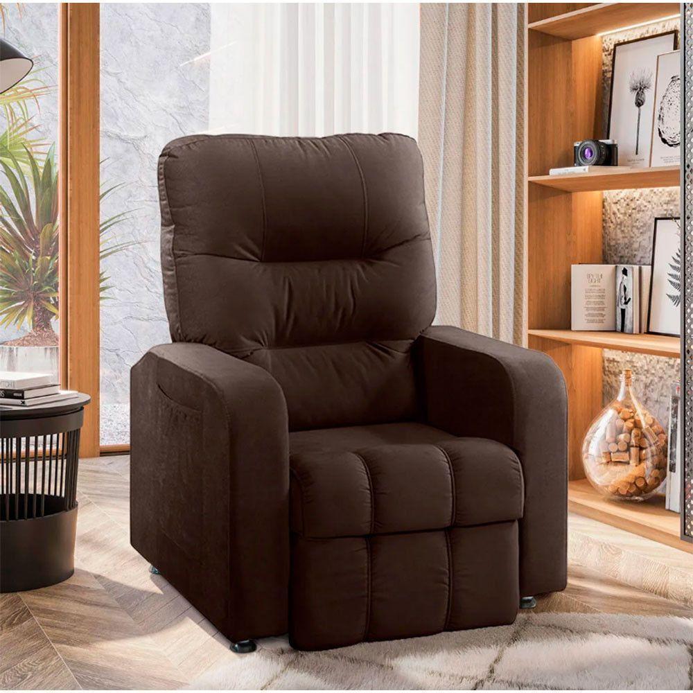 Poltrona Do Papai Reclinável Maldivas Suede Marrom Chocolate Plus Speciale Home Marrom Chocolate - 2