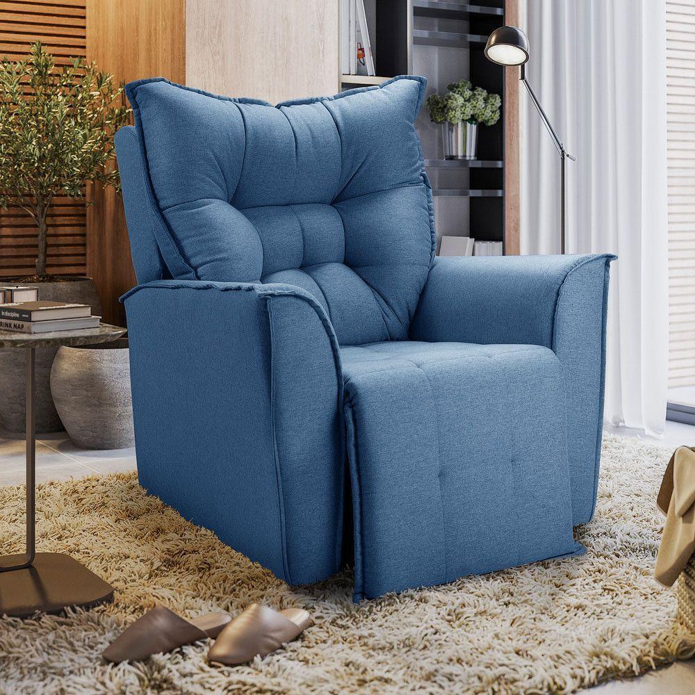 Poltrona Do Papai Reclinável King - Linho Azul Linho - 2