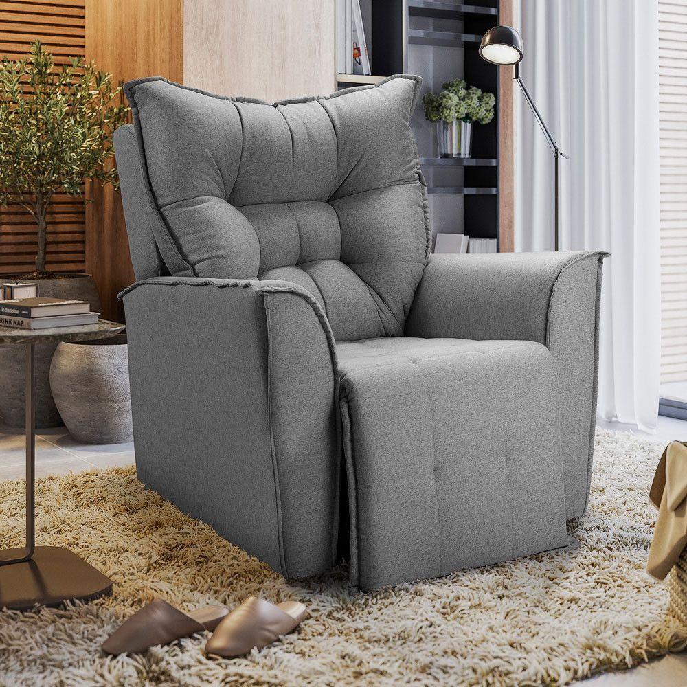 Poltrona Do Papai Reclinável King - Linho Grafite - 4